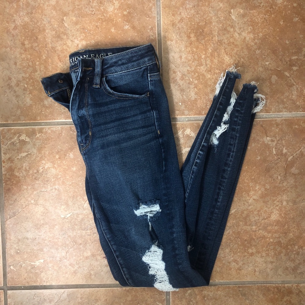 American Eagle High Waisted Distressed Jeans
